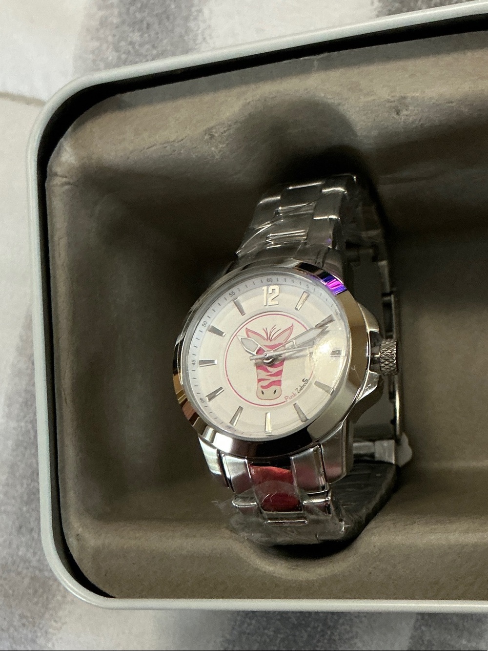 Fossil Womenβs Silver Stainless Steel Watch with Pink Dial Accent